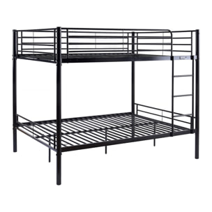 Lit superposé double "Adam" - Sommier inclus - 140 x 190 cm - Noir