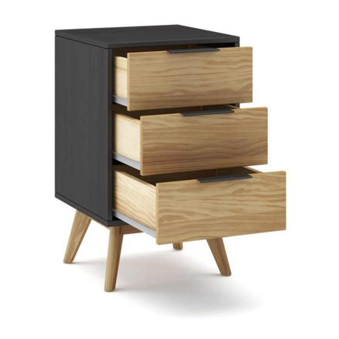 Mesita de noche Numa 3 cajones Gris Alpino - Oak
