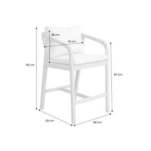 Lot de 2 fauteuils de jardin bois d'acacia et corde Zahara naturel et beige 68 x 58 x 95 cm