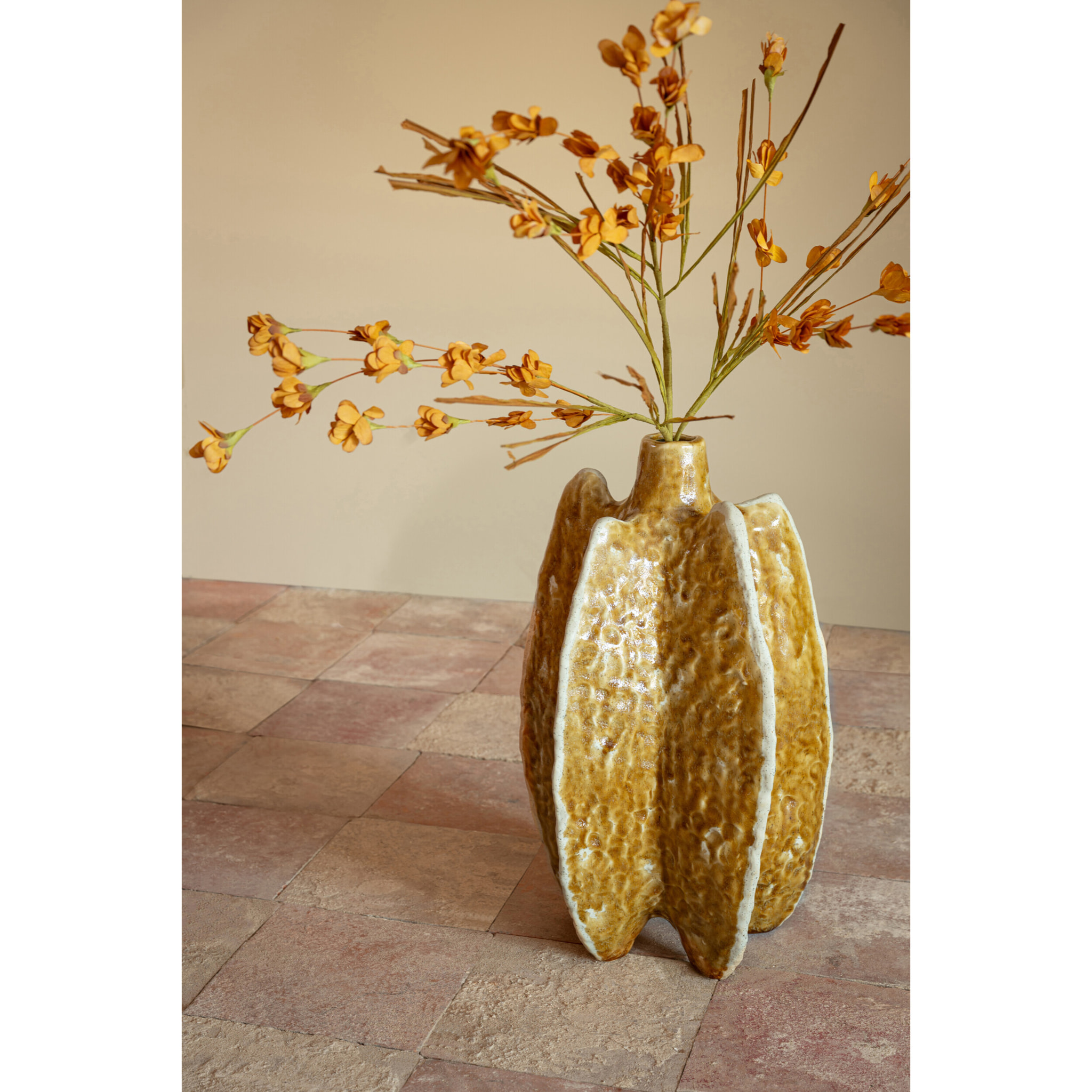J-Line Vase Ubi - céramique - ocre