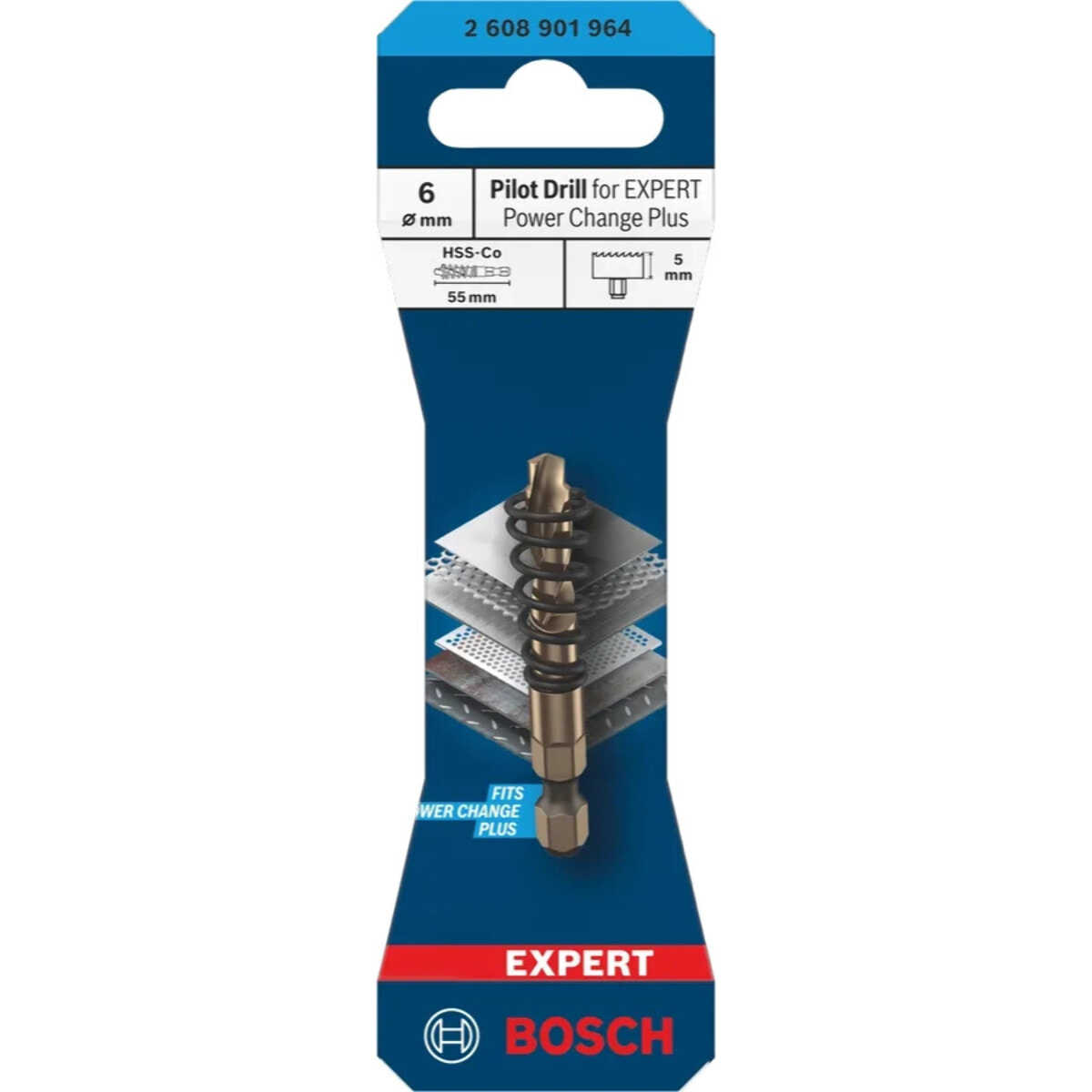 Foret de centrage pour expert Power Change Plus, HSS-Co - Ø6 x 5 x 55 mm - BOSCH -2 608 901 964