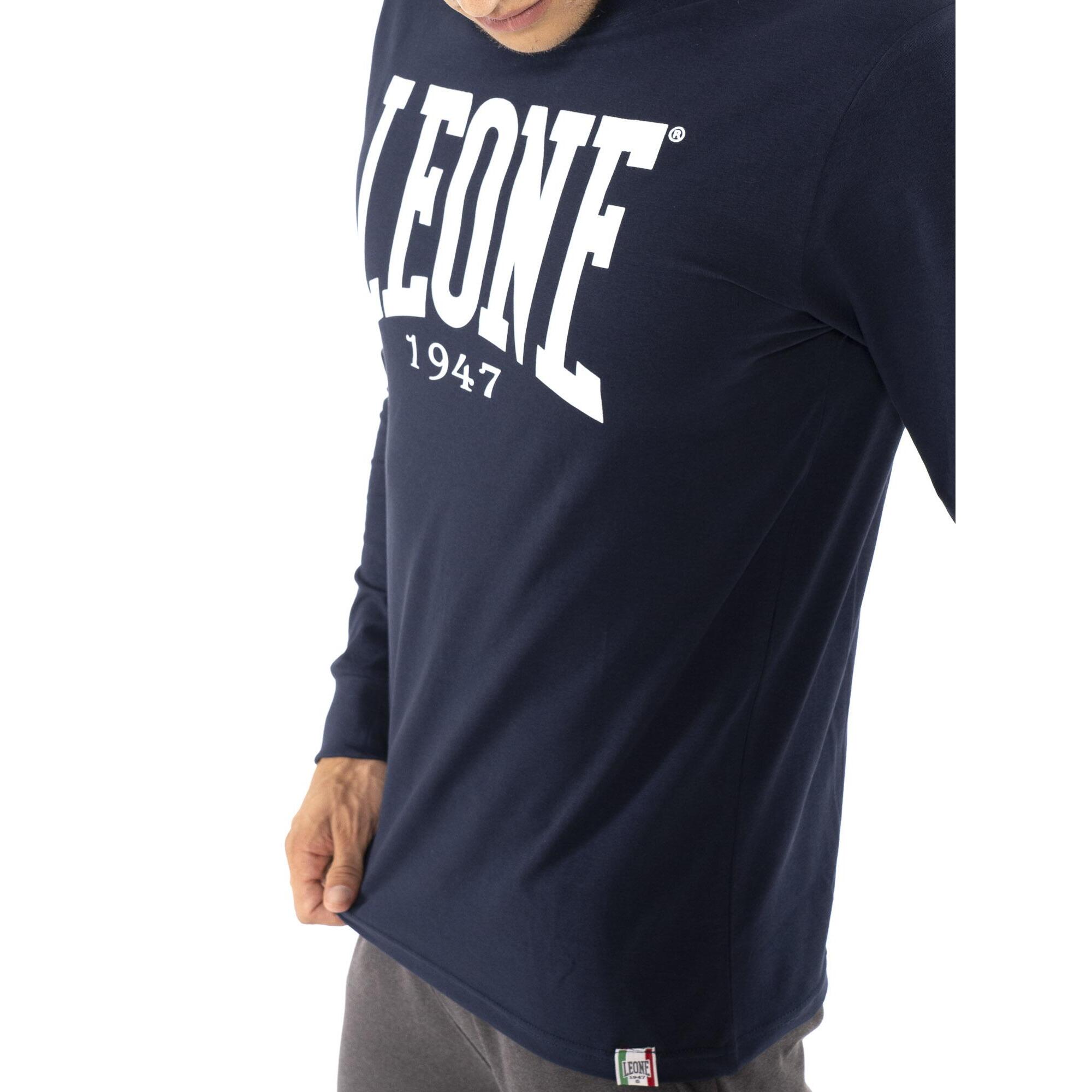 T-shirt da uomo in cotone elasticizzato a manica lunga con logo grande "Basic"