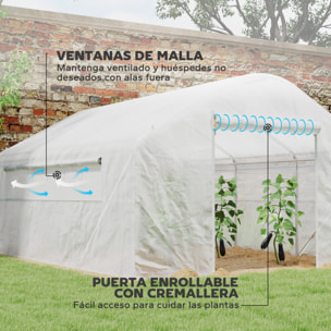 Invernadero de Exterior 4x3x2 m Invernadero de Túnel con 2 Ventanas Cubierta de PE Anti-UV y 1 Puerta Enrollable con Cremallera Invernadero para Jardín Patio