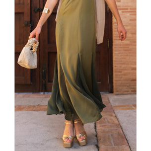 Vestido midi de corte imperio con tirantes