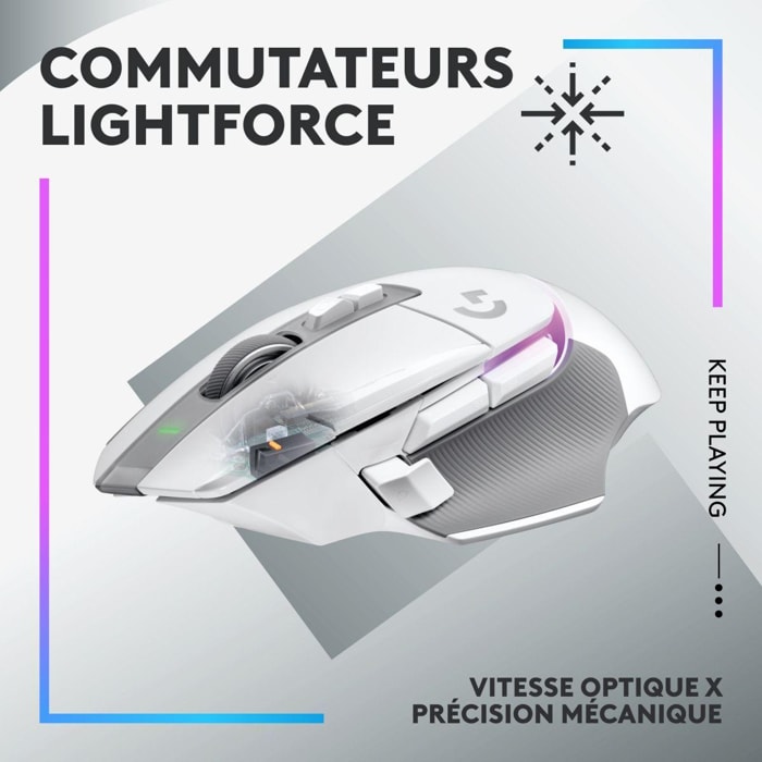 Souris gamer LOGITECH G502X PLUS Lightspeed RVB Blanc