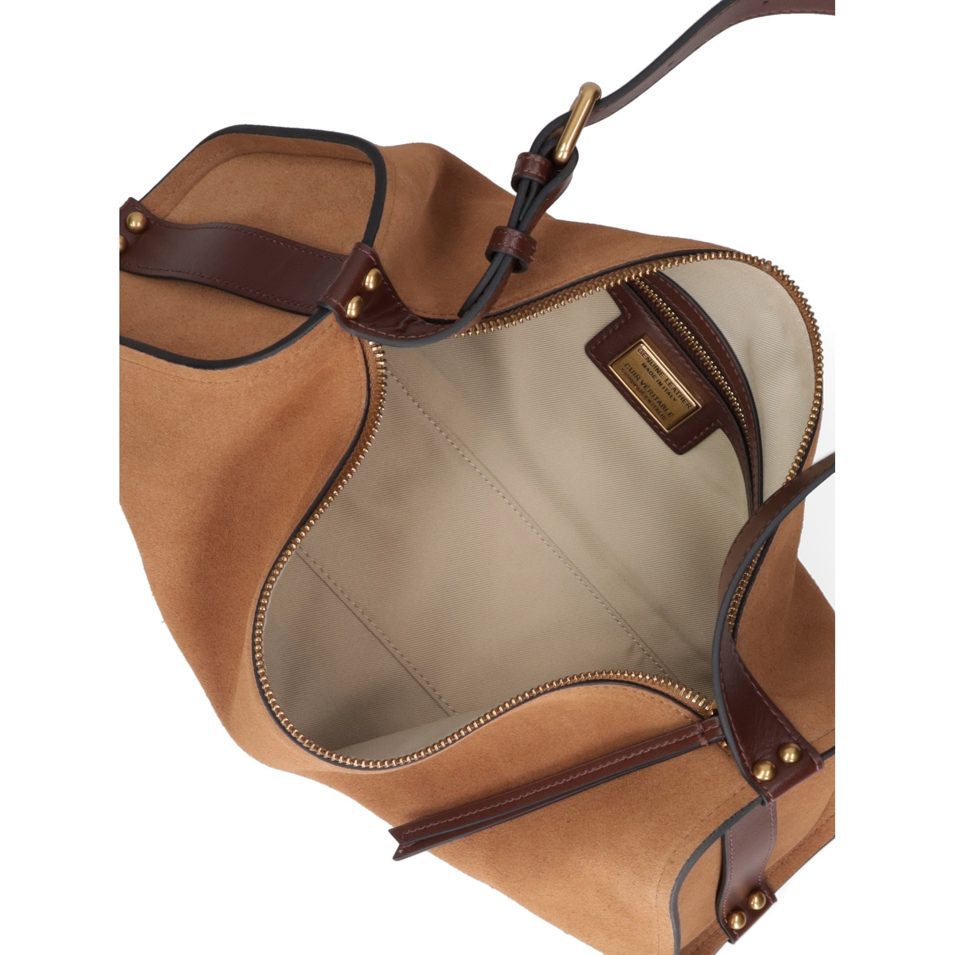 Borsa a spalla da donna Made in Italy - Valoria Chic - Pelle scamosciata - 35.0 x 14.0 x 10.0 cm