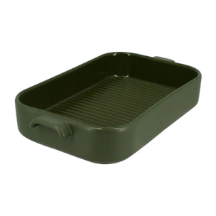 Plat à four grille en grès vert OCTAVE