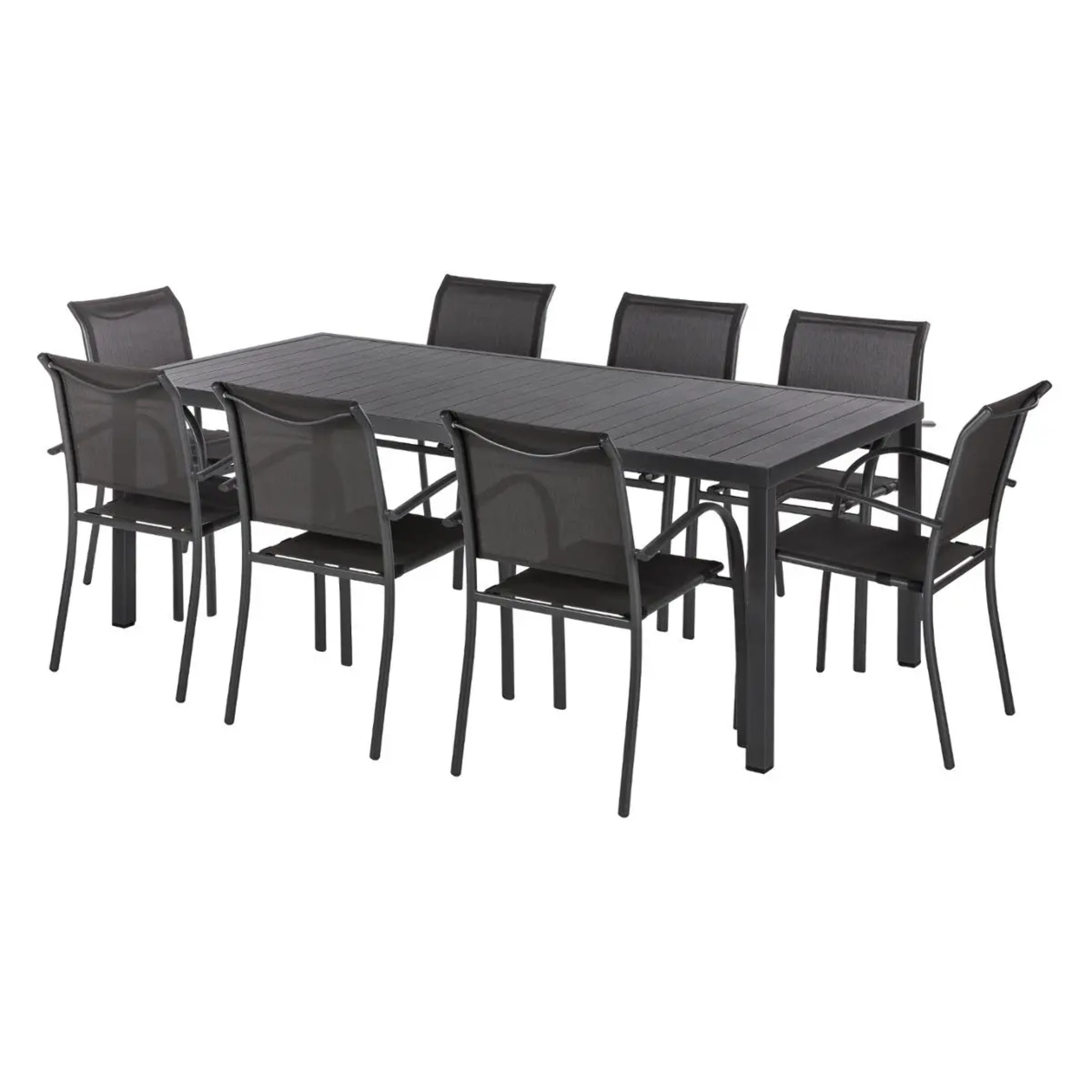 Table de jardin rectangulaire "Piazza" graphite 8 places en aluminium traité époxy
