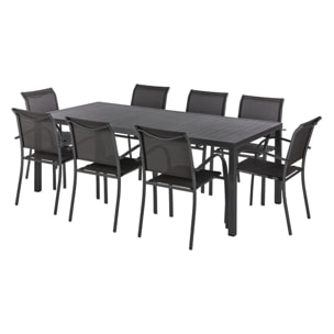 Table de jardin rectangulaire "Piazza" graphite 8 places en aluminium traité époxy