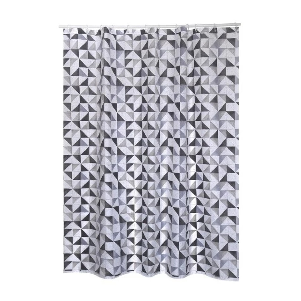 Rideau de douche Polyester CALULA 180x200cm QUALITE PREMIUM Gris - Anneaux inclus MSV