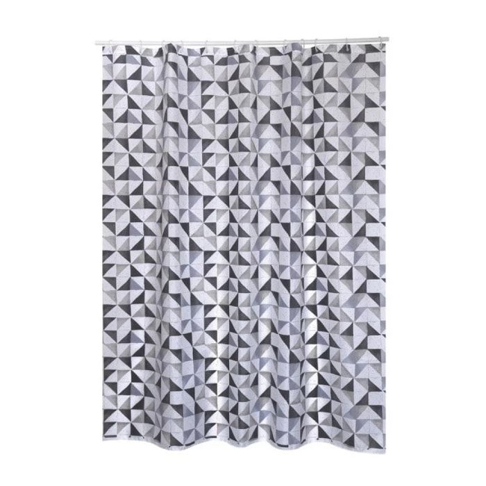 Rideau de douche Polyester CALULA 180x200cm QUALITE PREMIUM Gris - Anneaux inclus MSV