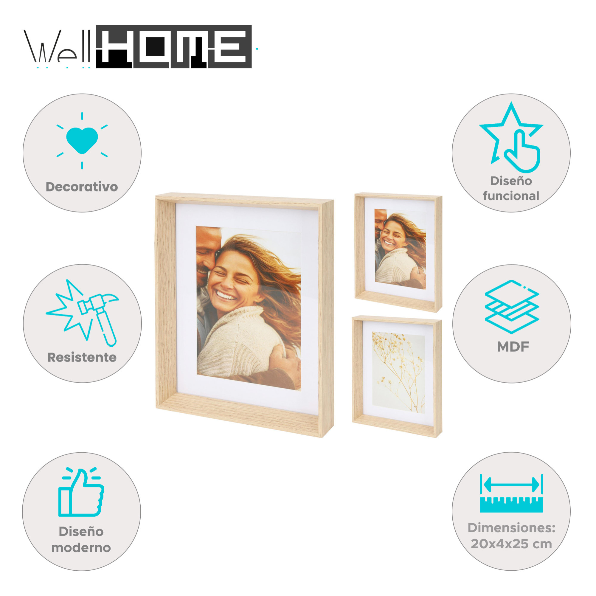 Marco de fotos de MDF y cristal