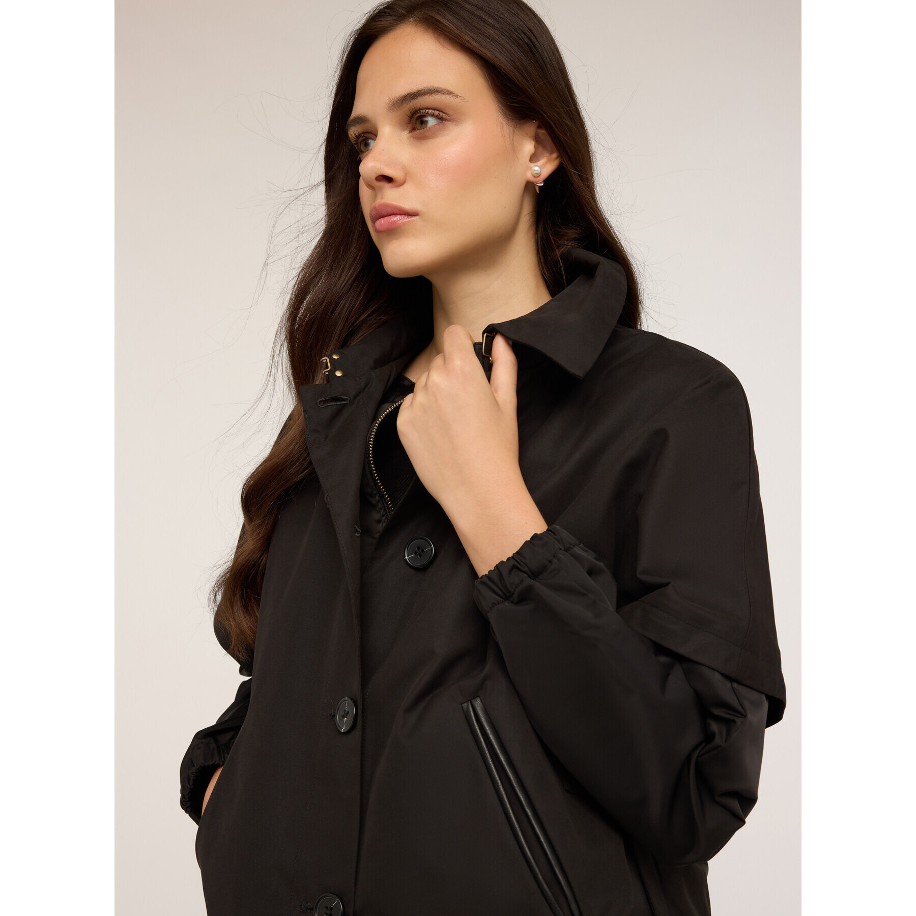 Motivi - Bomber de raso con capa desmontable - Negro