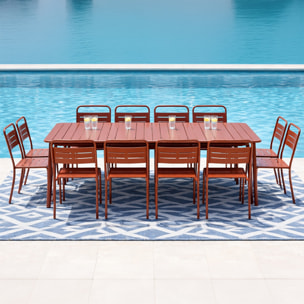 Ensemble table de jardin 234 cm et 10 chaises terracotta EVORA