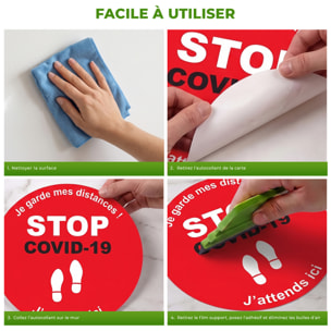 Sticker Sol avec laminat de Protection en Plastique Anti-dérapant | Stickers adhésif Sol - SOL STOP COVID-19 - 1 sticker