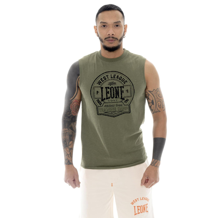 T-shirt smanicata da uomo in cotone Leone Military 1947