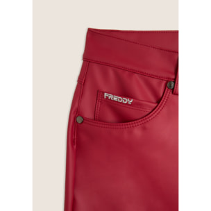 Pantaloni flare in similpelle con vita regular