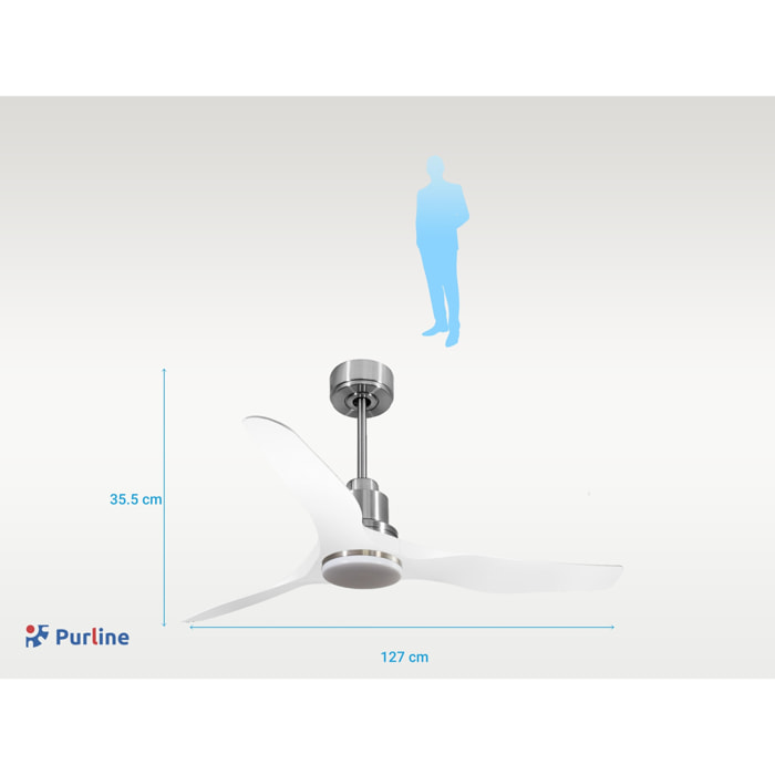 Ventilateur de plafond Réversible  Thermostat Dimmable Wifi Moteur à courant continu Toits en pente Télécommande Lumière à trois tons Adaptateur 2/3 Lames