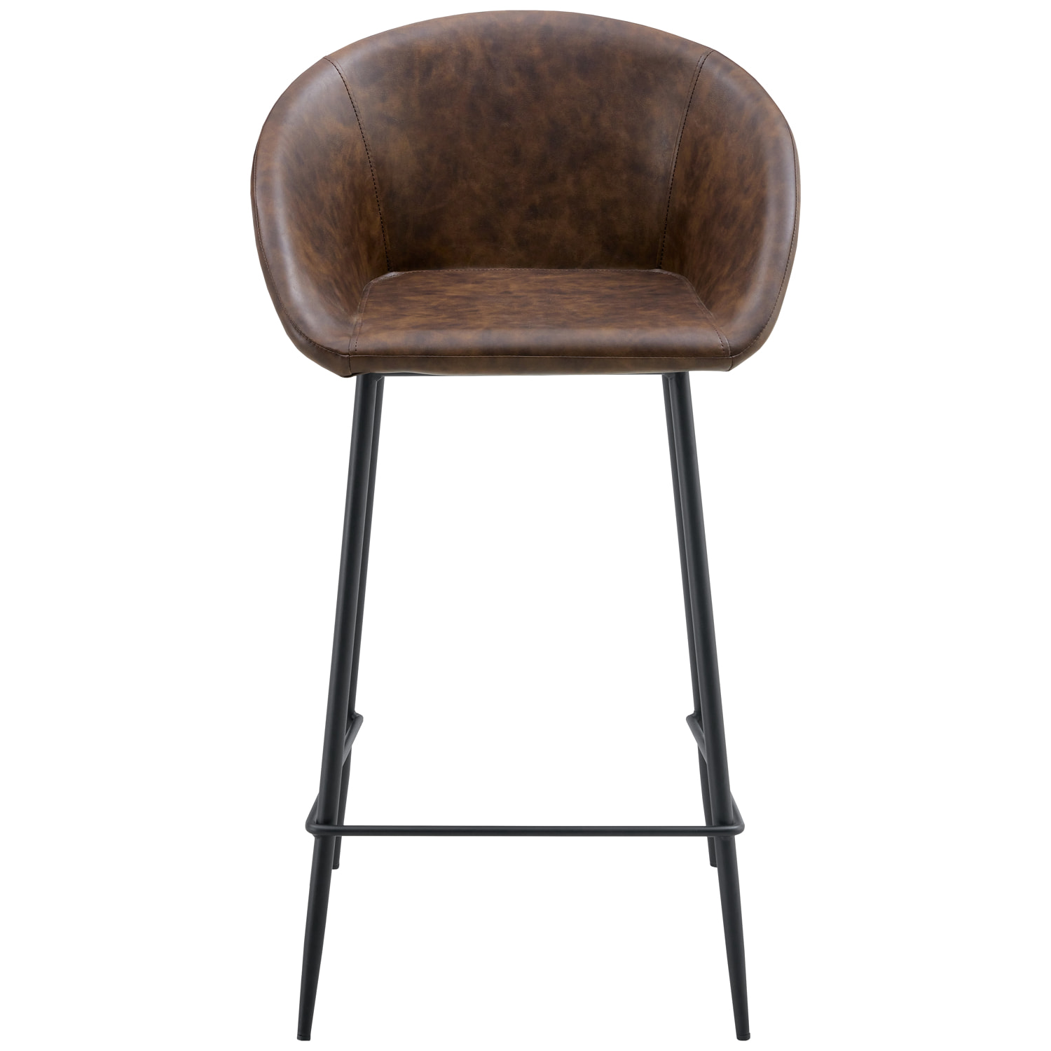 Lot de 2 tabourets de bar en simili marron ACHILLE