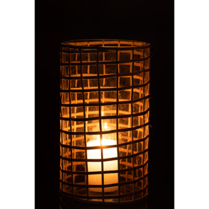 J-Line photophore Violet - verre/rotin - naturel - large