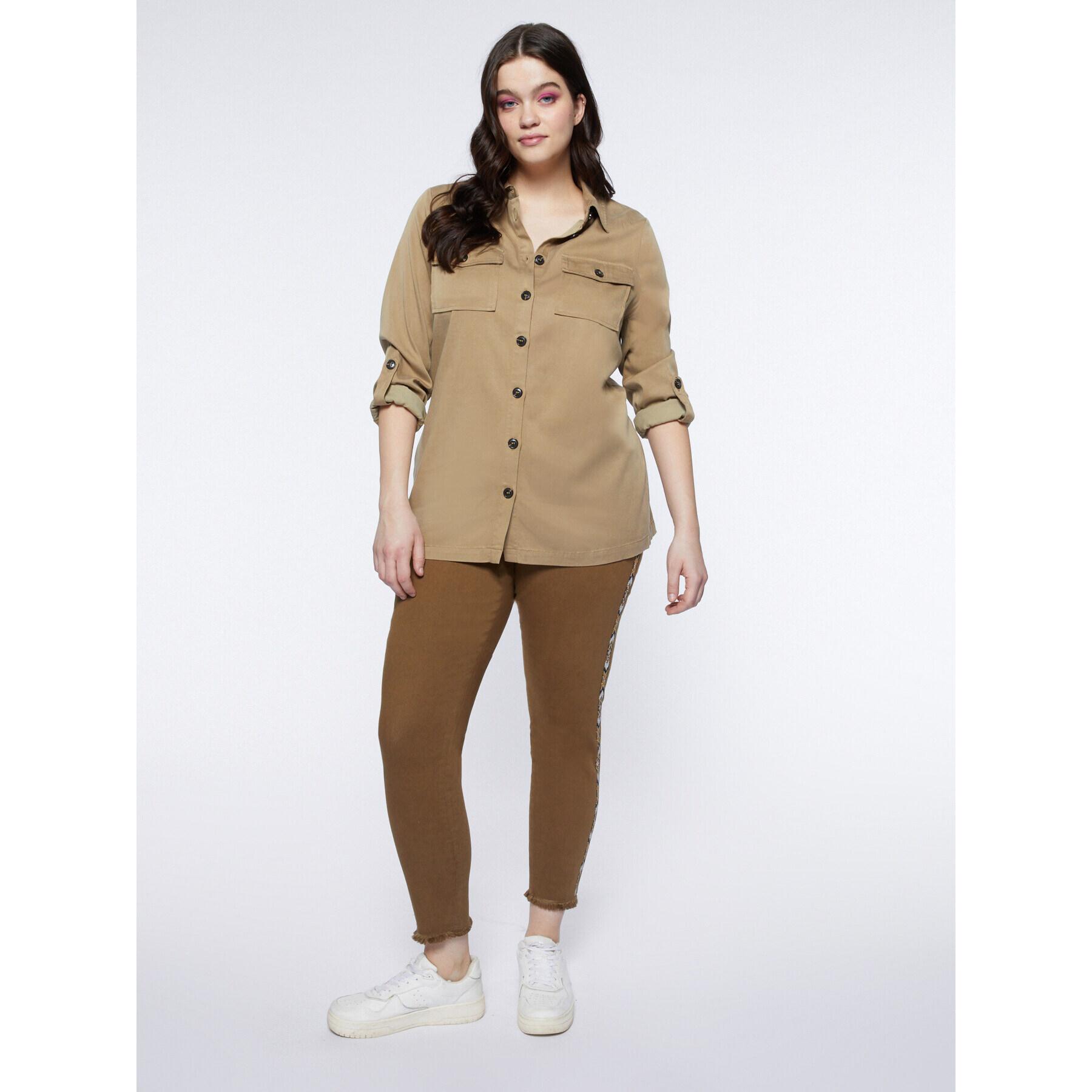 Fiorella Rubino - Camicia over in tencel - Beige