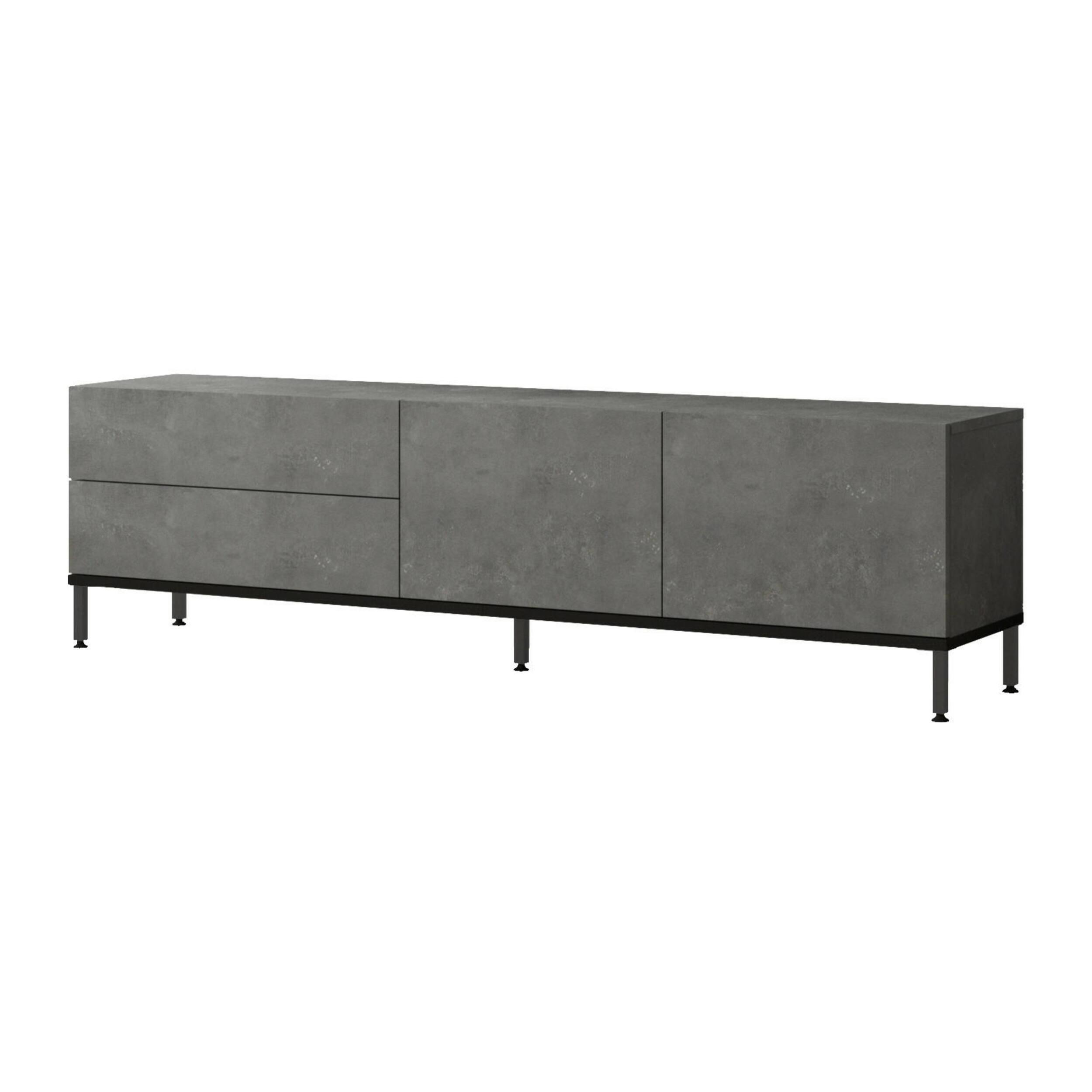 Mobile porta TV Djamanc, Credenza da soggiorno, Armadio basso per TV, Base parete attrezzata, 170x36h46 cm, Argento e Nero