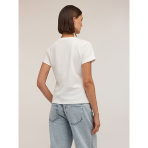 Motivi - T-shirt con stampa e applicazioni di strass - Bianco