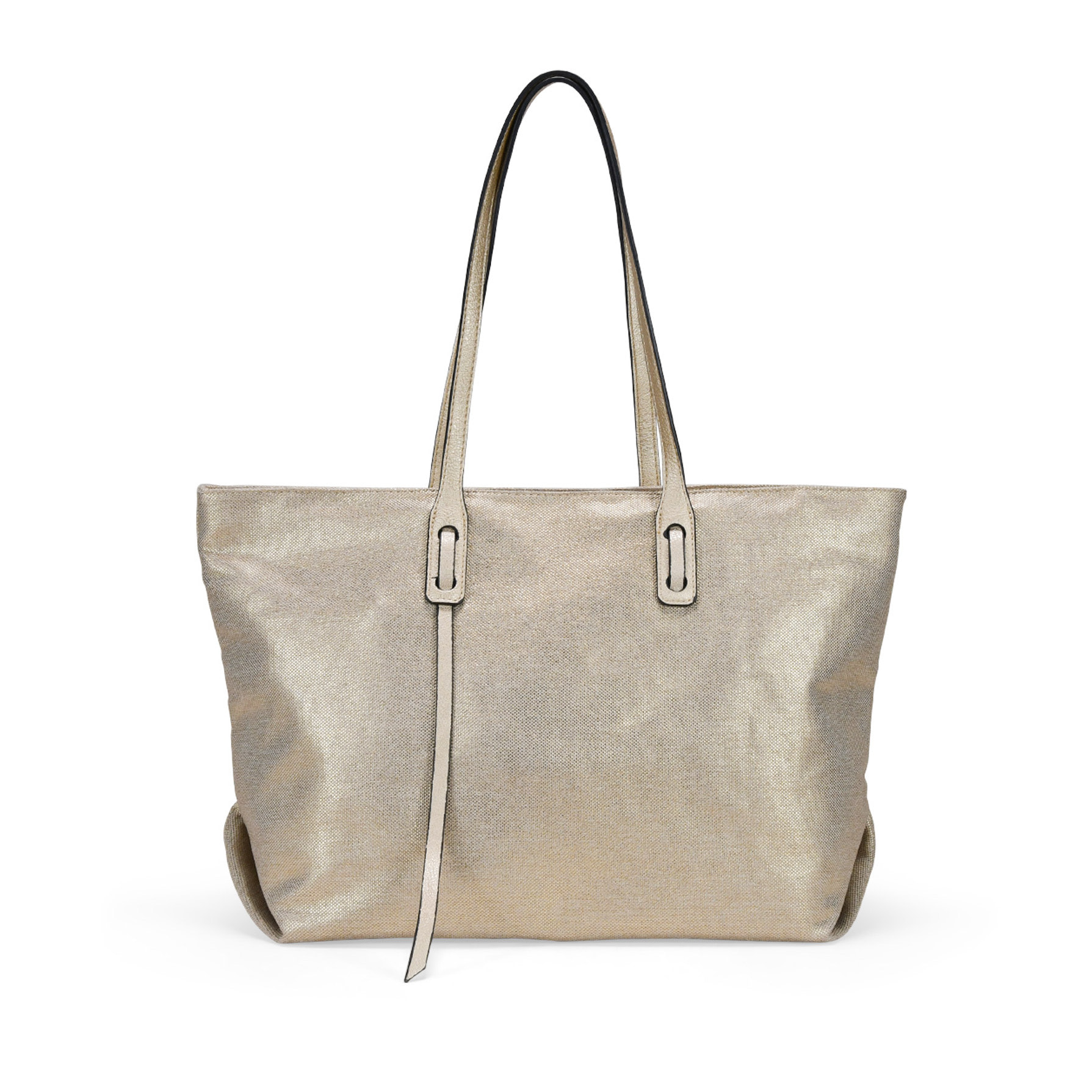 Bolso shopper dorado en canvas con cremallera