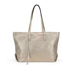 Bolso shopper dorado en canvas con cremallera