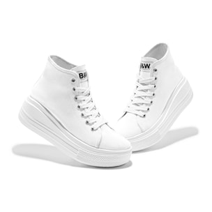 Zapatillas Altas Rider Plataforma Blanco B&W