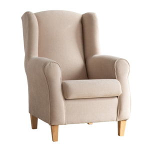 Fauteuil Morea -bois, panneau de particules, mousse pu, textile-couleur beige 67 x 104 x 76 cm