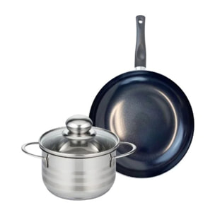 Ensemble de 1 Poêle de cuisson 20 cm et 1 faitout 14 cm Elo Prima Brillant