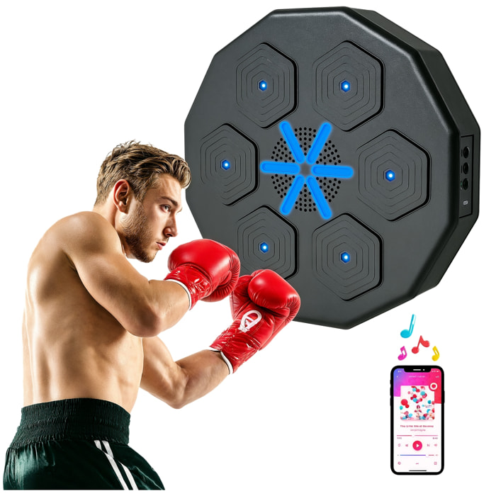 Boxeo Pared Musical con Conexión Bluetooth, Máquina Boxeo Musical Pared con Luces LED, para Adultos y Niños en Casa, Oficina, Gimnasio