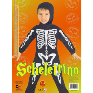 Travestimento Costume Halloween Scheletro Nero Bambino Unisex