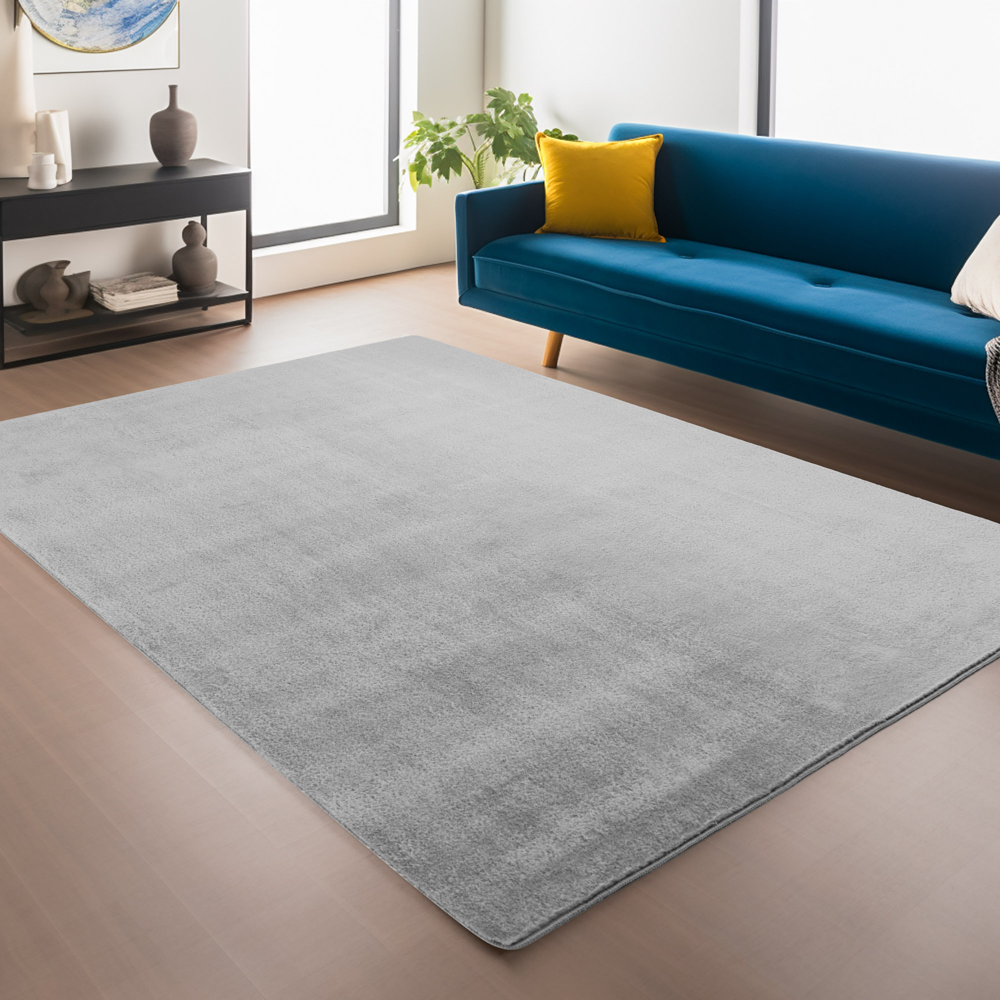 ALBA - Tapis doux silver à poils courts