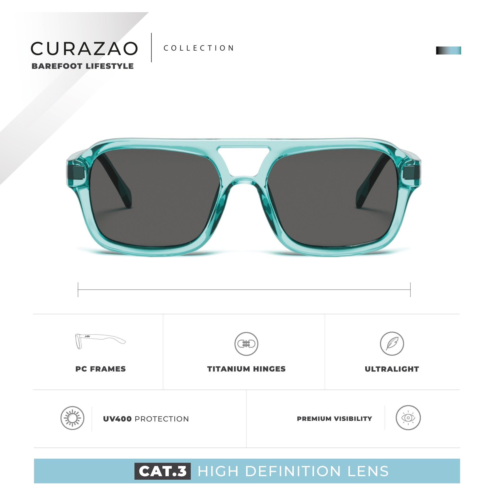 Gafas de Sol Curazao Azul Hanukeii para hombre y mujer