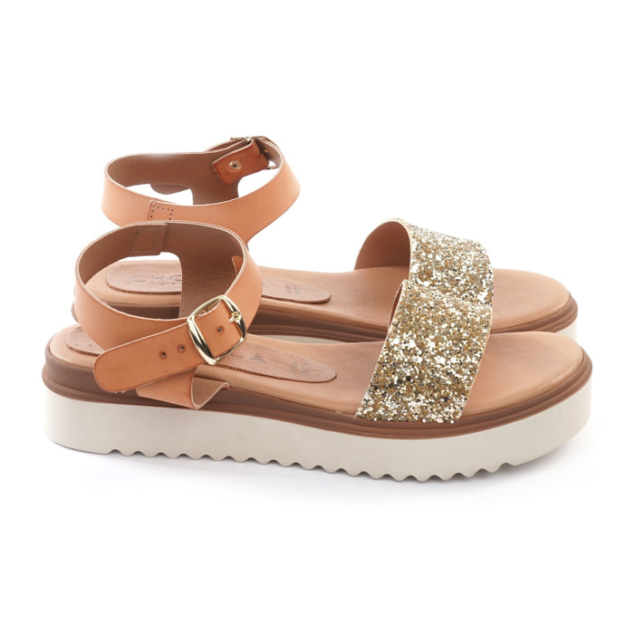 SANDALO FASCIA CHOCOLA' GLITTER PLATINO