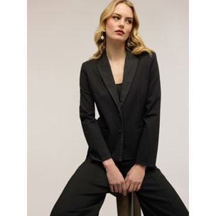 Motivi - Blazer en punto Milano con detalles en tafetán - Negro