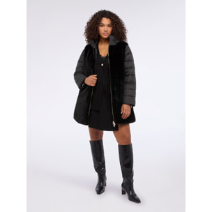 Fiorella Rubino - Plumífero bimaterial con capucha - Negro