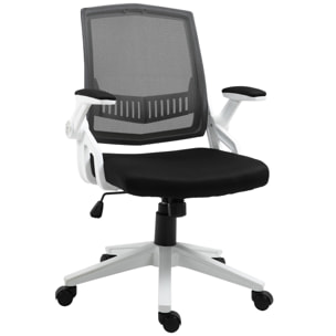 Silla de Oficina Ergonómica Silla de Juvenil con Altura Ajustable Reposabrazos Abatibles Soporte Lumbar y Respaldo Malla Transpirable 61x61x94-104 cm Negro