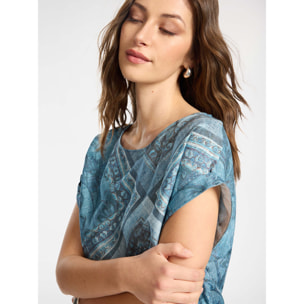 Elena Mirò - Blusa de satén de viscosa estampada - Azul