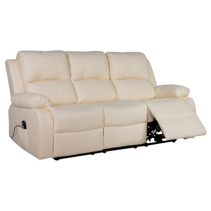 Armand - Canapé 3 places relax électrique en simili - Beige