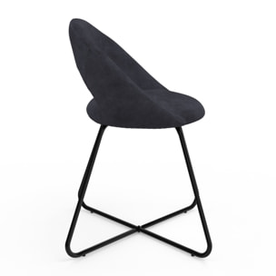 Chaises Malone velours gris foncé pieds noirs - lot de 2