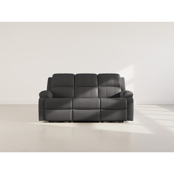 Armand - Canapé 3 places relax électrique en simili - Noir