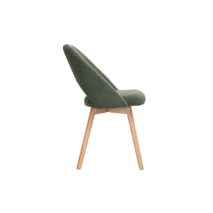 Chaises scandinaves en tissu velours côtelé vert kaki et bois clair (lot de 2) COSETTE