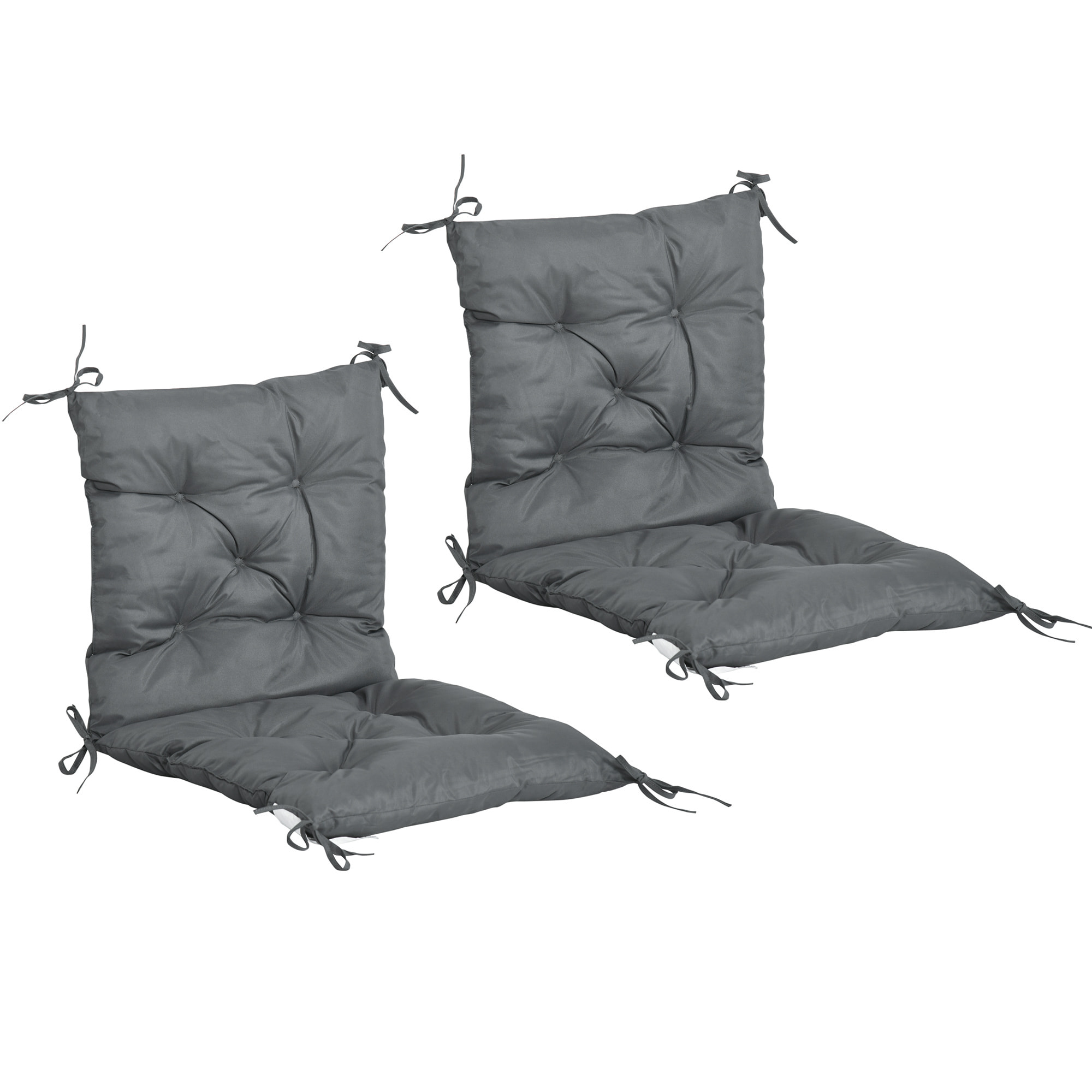 Lot de 2 coussins matelas assise dossier 2 en 1 pour chaise fauteuil grand confort 98L x 50l x 8H cm gris