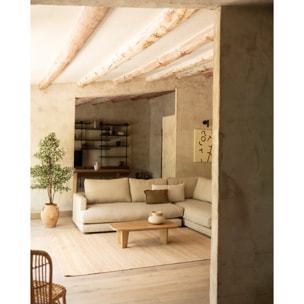 Mesa de centro de madera maciza de álamo con tres patas de 100cm Alto: 30 Largo: 100 Ancho: 58