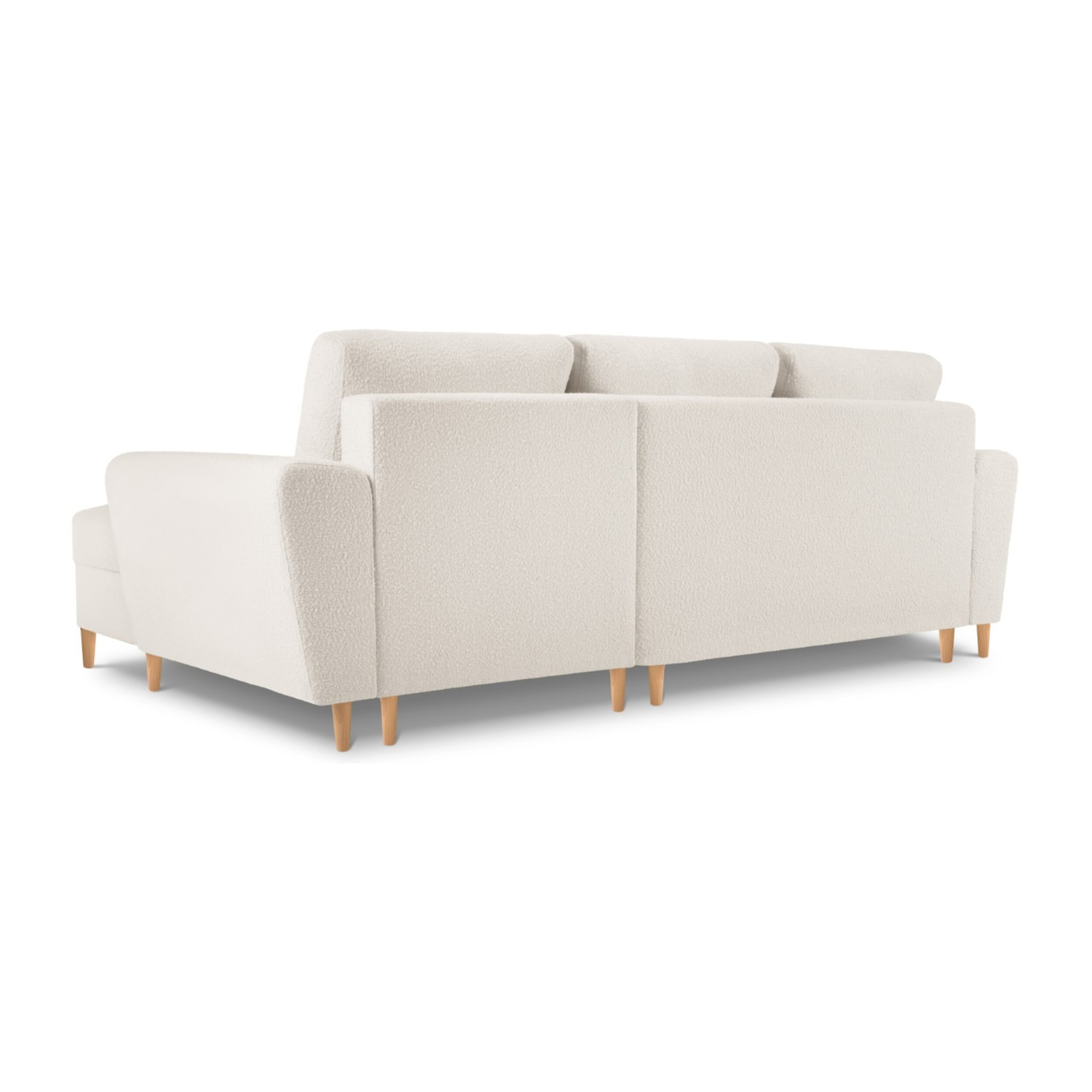 Canapé d'angle droit convertible avec coffre de rangement "Kyoto" 4 places en bouclé beige