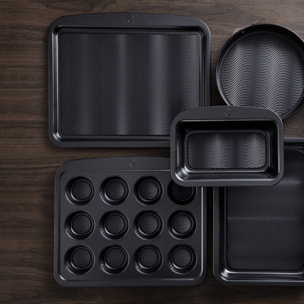 Molde cuadrado de horno para 6 muffins 28,9x23,1x3,3cm en acero al carbono masterpro