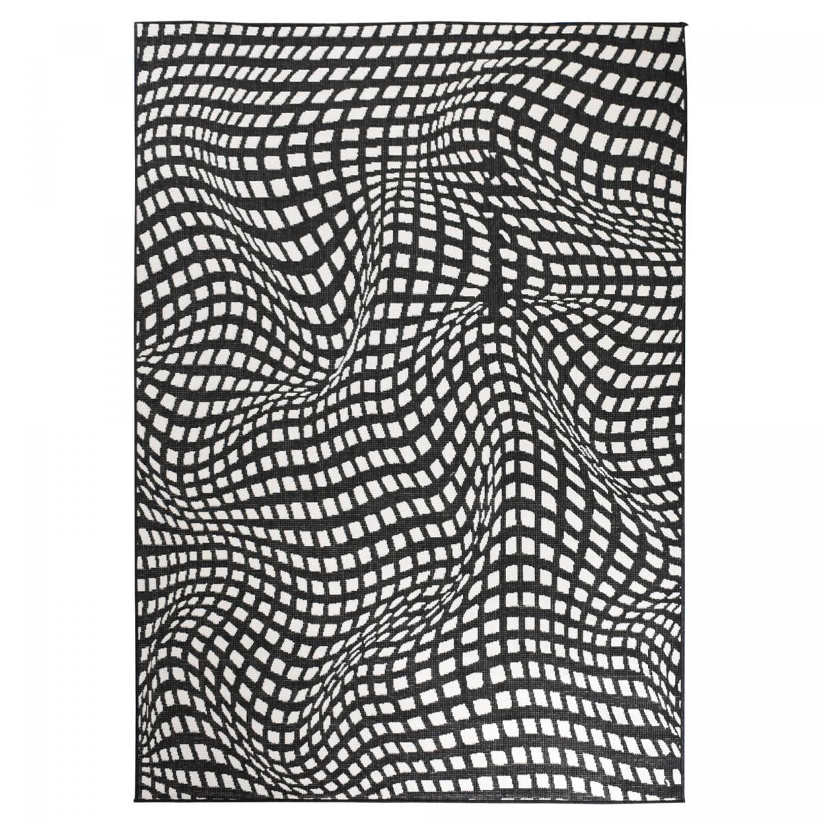 Tapis d'extérieur reversible Kago noir et blanc